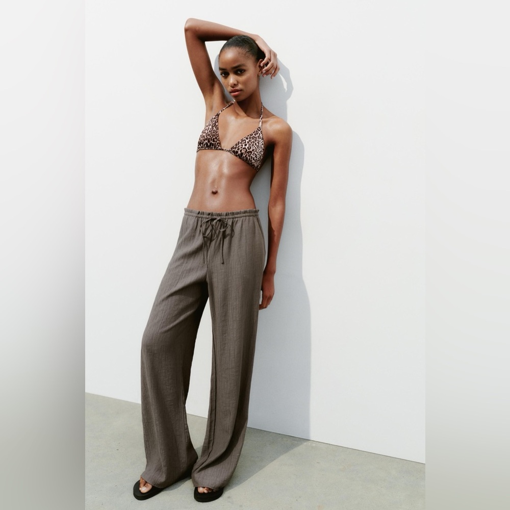 Zara Textured Pants Mid-Gray